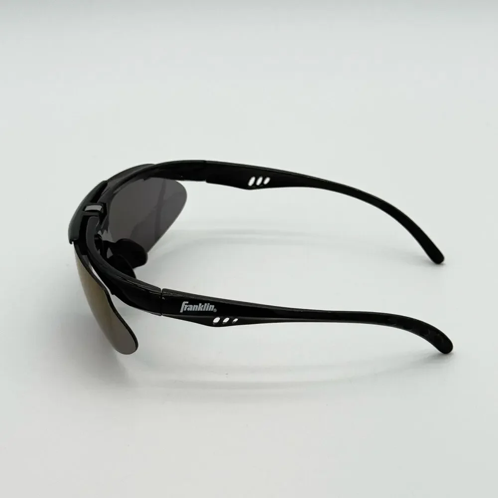 Franklin MLB Black Deluxe Flip-Up Sunglasses Blue Mirror Baseball Softball